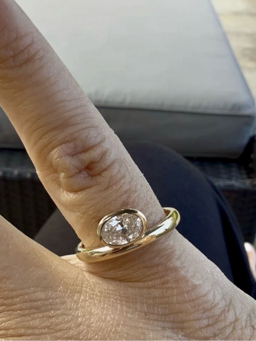 Ring Concierge Yellow Gold Oval Diamond Bezel Ring